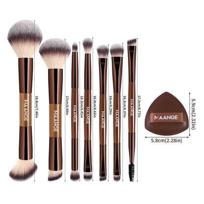 MAANGE 7pcs Makeup Brushes and 2pcs Puffs Multi-function Makeup Brushes