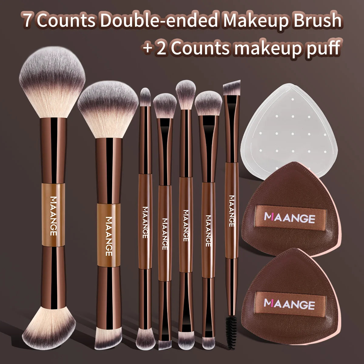 MAANGE 7pcs Makeup Brushes and 2pcs Puffs Multi-function Makeup Brushes