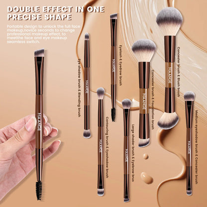 MAANGE 7pcs Makeup Brushes and 2pcs Puffs Multi-function Makeup Brushes