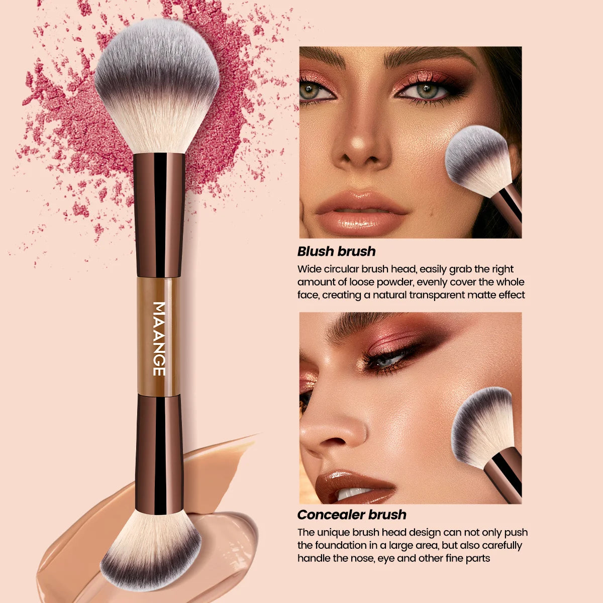 MAANGE 7pcs Makeup Brushes and 2pcs Puffs Multi-function Makeup Brushes