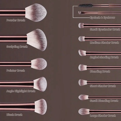 Soft Bristle Kabuki Blending Makeup Brush Set 13Pcs